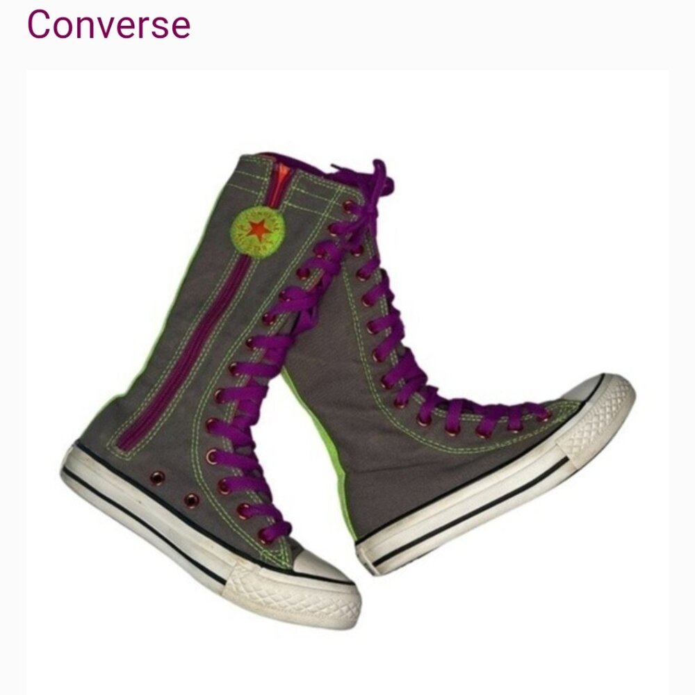 Converse Chuck Taylor XHI Tops Gray With Neon Yellow And Purple Size 11.5 RARE!